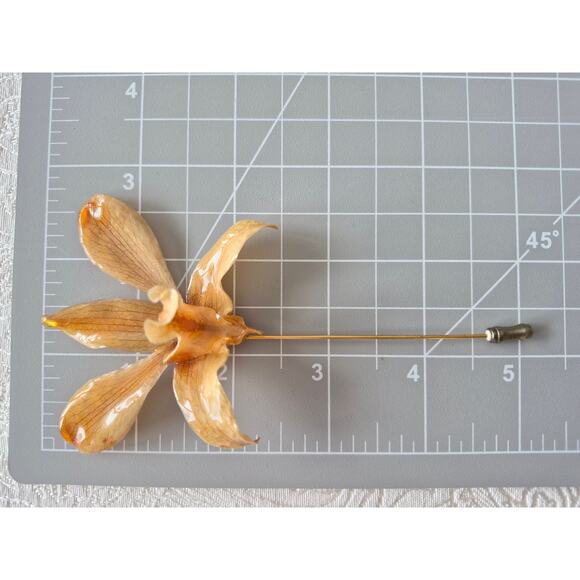 Vintage Real Orchid Stick Pin - Picture 5 of 5